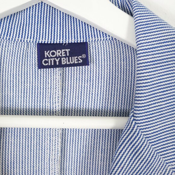 Vintage Blue & White Pinstripe Blazer Jacket Union Made in USA - Picture 3 of 7